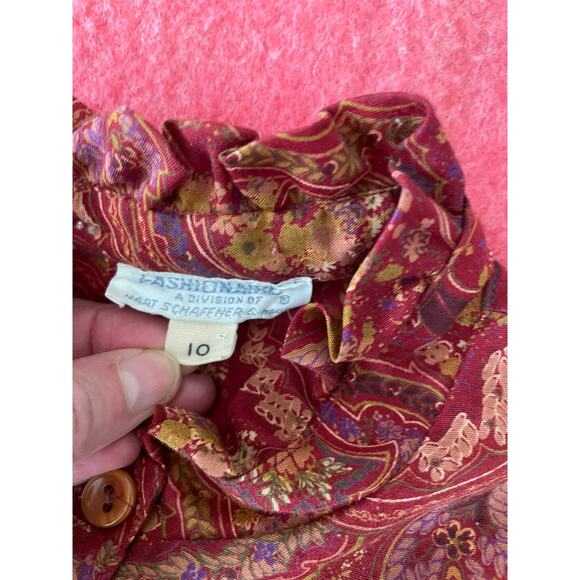 vintage Fashionaire red paisley skirt set size 8 - 10 union made in USA - Picture 5 of 11